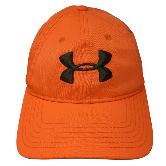 Under Armour Fitted Baseball Cap Orange Large Embroidered Vented Holes 6 Panel - Picture 1 of 9